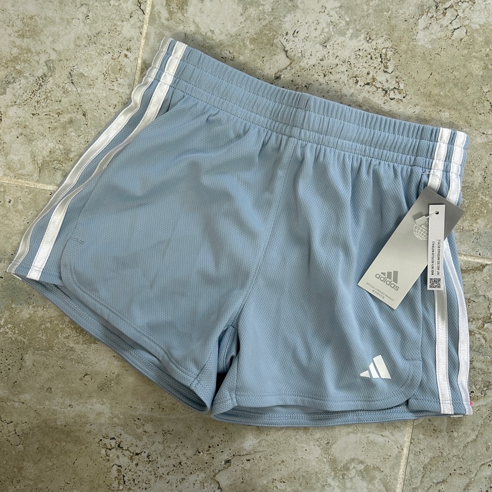 adidas Girls Mesh Shorts - Lt Blue - M